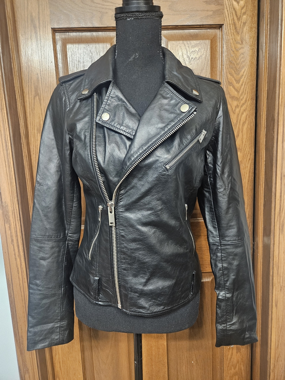 Classic Black Leather Moto Jacket